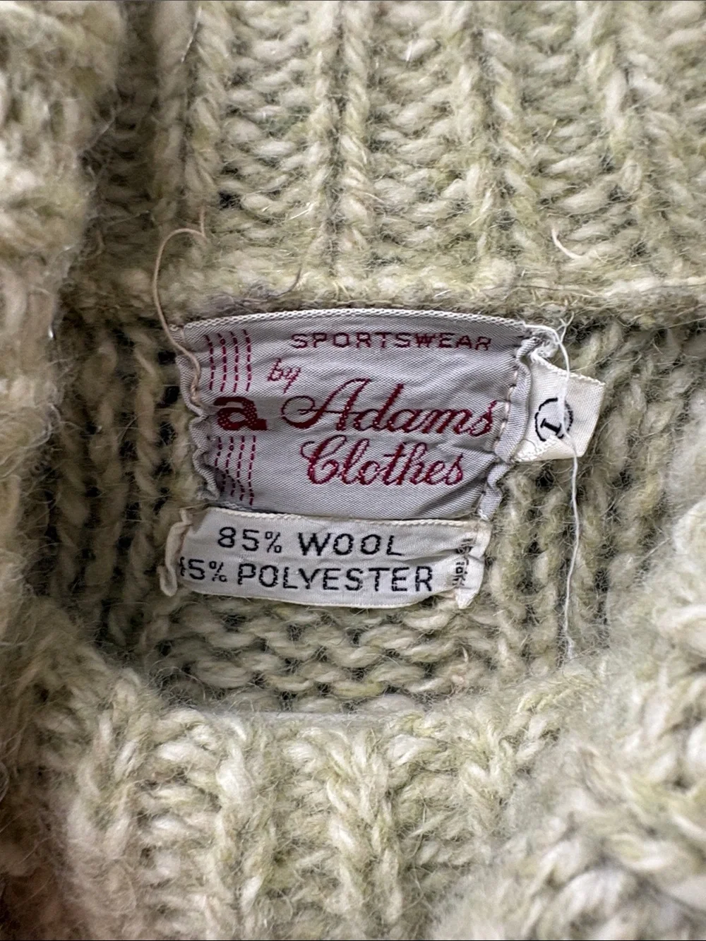Vintage Women’s Wool Size Large Ribbed Turtleneck Sweater Light Green